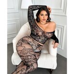 Snapshot - Kanten Bodystocking Set &ndash; Off-Shoulder Top &amp; Legging - Plus Size
