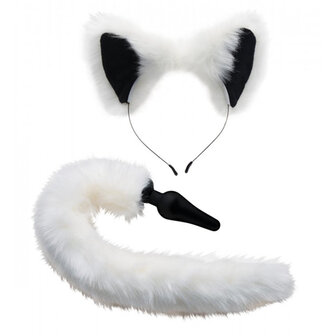 White Fox Buttplug &amp; Haarband Set