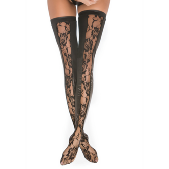 Lace and Wet Look Tights - One Size