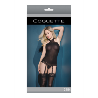 Sheer Halter Top with Attached Stockings - One Size