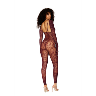 Catsuit Bodystocking and Shrug Diamond - One Size - Brown