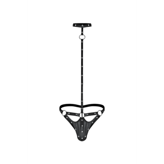 Tormentor - One Piece Choker G-String with Contour Peek-a-Boo Pouch - S/M - Black