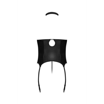 Mistress - Sexy Imitation Leather Corset and G-String with Studs - 2X