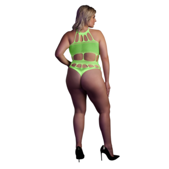 Body met Griekse Halslijn - Plus Size - Neon Groen