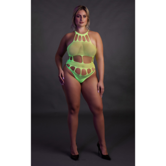 Body met Griekse Halslijn - Plus Size - Neon Groen