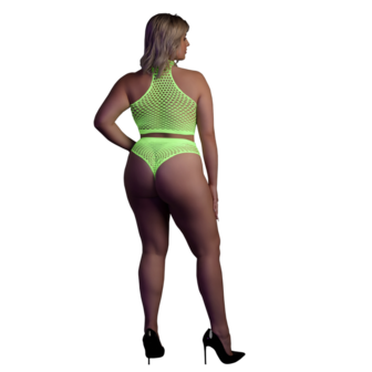 Turtle Neck en High Waist Slip - Plus Size - Neon Groen