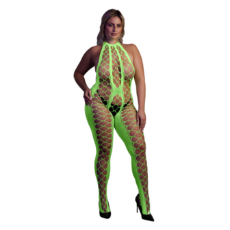 Bodystocking met Halterneck - Plus Size - Neon Groen