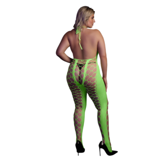 Bodystocking met Halterneck - Plus Size - Neon Groen