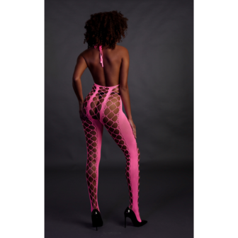 Bodystocking met Halterneck - One Size - Neon Pink