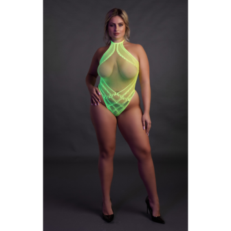 Body met Halternek - Plus Size - Neon Groen