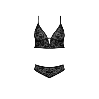 Ondersteunde Bralette en Panty Set - S/M - Zwart