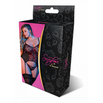 Merry Widow en G-String Set - 2X - Zwart