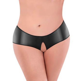 Liquid Onyx Split Back Boyshort - 2X - Zwart