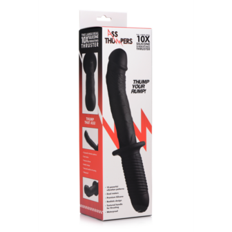 The Large Realistic - Silicone Vibrator with Handle - Black