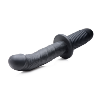 The Large Realistic - Silicone Vibrator with Handle - Black