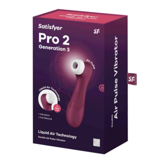 Pro 2 Generation 3 - Double Air Pulse Vibrator - Liquid Air - Wine Red