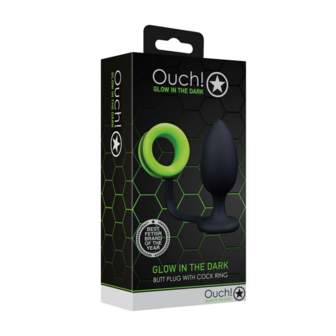 Buttplug met Cockring - Glow in the Dark