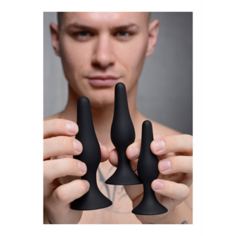 Triple Spire - Tapered Silicone Anale Trainer Set - 3 Stuks - Zwart