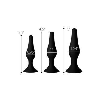 Triple Spire - Tapered Silicone Anale Trainer Set - 3 Stuks - Zwart