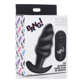 Vibrerende Silicone Swirl Butt Plug met Afstandsbediening