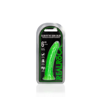 Slanke Realistische Dildo met Zuignap - Glow in the Dark - 6&#039;&#039; / 15,5 cm