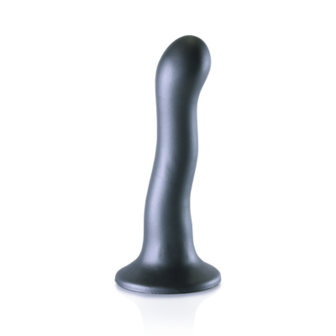 Ultra Soft Silicone Curvy G-Spot Dildo - 7&#039;&#039; / 17 cm - Gunmetal