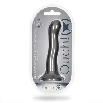 Ultra Soft Silicone Curvy G-Spot Dildo - 7&#039;&#039; / 17 cm - Gunmetal