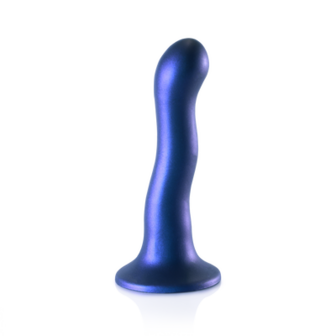 Ultra Soft Silicone Curvy G-Spot Dildo - 7&#039;&#039; / 17 cm - Metallic Blue