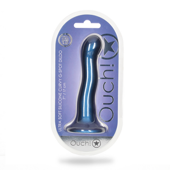 Ultra Soft Silicone Curvy G-Spot Dildo - 7&#039;&#039; / 17 cm - Metallic Blue