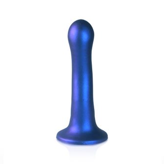 Ultra Soft Silicone Curvy G-Spot Dildo - 7&#039;&#039; / 17 cm - Metallic Blue