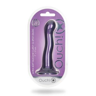 Ultra Soft Silicone Curvy G-Spot Dildo - 7&#039;&#039; / 17 cm - Metallic Purple