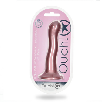 Ultra Soft Silicone Curvy G-Spot Dildo - 7&#039;&#039; / 17 cm - Rose Gold