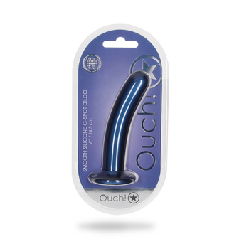 Smooth Silicone G-Spot Dildo - 6&#039;&#039; / 14,5 cm - Metallic Blue