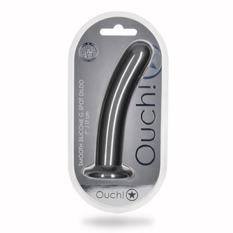 Smooth Silicone G-Spot Dildo - 7&#039;&#039; / 17 cm - Gunmetal