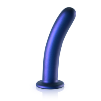 Smooth Silicone G-Spot Dildo - 7&#039;&#039; / 17 cm - Metallic Blue