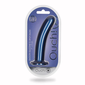 Smooth Silicone G-Spot Dildo - 7&#039;&#039; / 17 cm - Metallic Blue