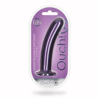 Smooth Silicone G-Spot Dildo - 7&#039;&#039; / 17 cm - Metallic Purple