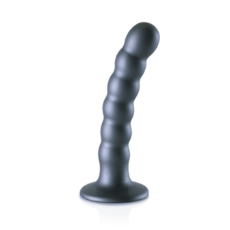 Beaded Silicone G-Spot Dildo - 5&#039;&#039; / 13 cm - Gunmetal