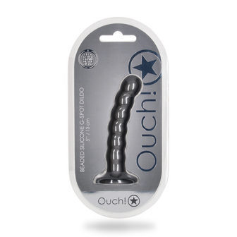 Beaded Silicone G-Spot Dildo - 5&#039;&#039; / 13 cm - Gunmetal