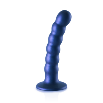 Beaded Silicone G-Spot Dildo - 5&#039;&#039; / 13 cm - Metallic Blauw