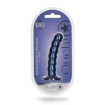 Beaded Silicone G-Spot Dildo - 5&#039;&#039; / 13 cm - Metallic Blauw