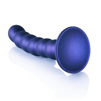 Beaded Silicone G-Spot Dildo - 5&#039;&#039; / 13 cm - Metallic Blue