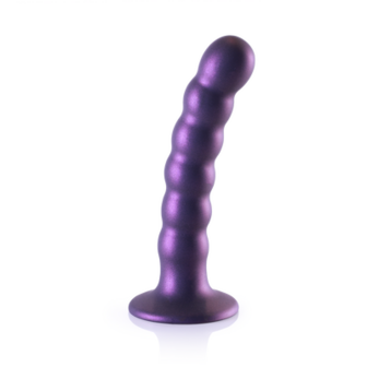 Beaded Silicone G-Spot Dildo - 5&#039;&#039; / 13 cm - Metallic Purple