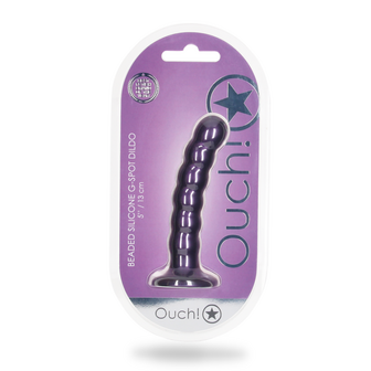 Beaded Silicone G-Spot Dildo - 5&#039;&#039; / 13 cm - Metallic Purple