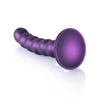 Beaded Silicone G-Spot Dildo - 5&#039;&#039; / 13 cm - Metallic Purple