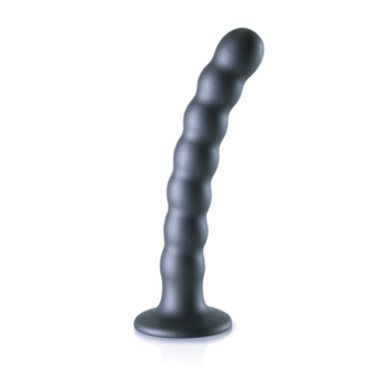 Beaded Silicone G-Spot Dildo - 6.5&#039;&#039; / 16,5 cm - Gunmetal