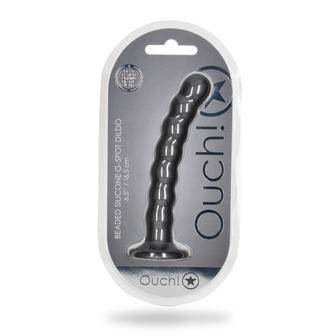 Beaded Silicone G-Spot Dildo - 6.5&#039;&#039; / 16,5 cm - Gunmetal