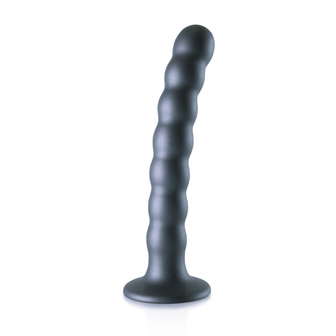 Beaded Silicone G-Spot Dildo - 6.5&#039;&#039; / 16,5 cm - Gunmetal