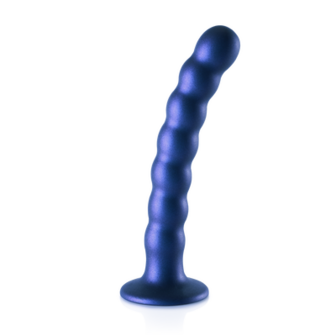 Beaded Silicone G-Spot Dildo - 6.5&#039;&#039; / 16,5 cm - Metallic Blue