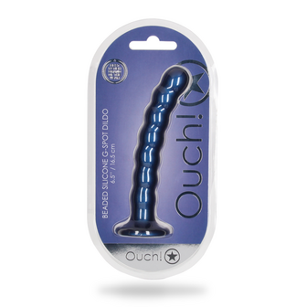 Beaded Silicone G-Spot Dildo - 6.5&#039;&#039; / 16,5 cm - Metallic Blue